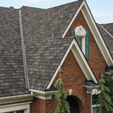 Outside view of a sloped roof.