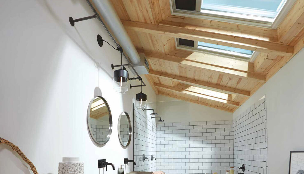 Skylights in a bathroom