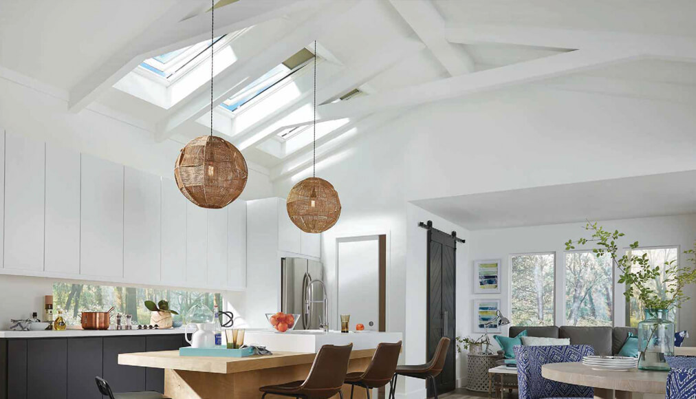 Skylights in a kitchen