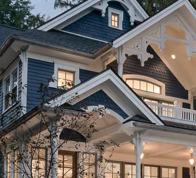 The outside of a house, showcasing siding