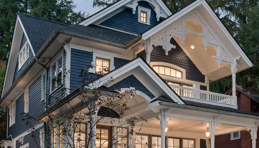 The outside of a house, showcasing siding