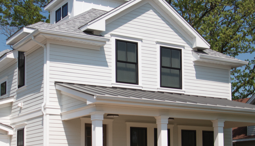 Outside view of windows on a house.