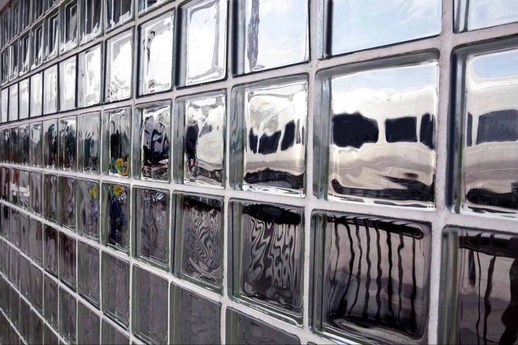 A close up picture of glass block windows.