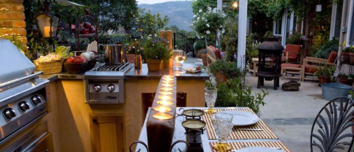 A luxurious outdoor kitchen.