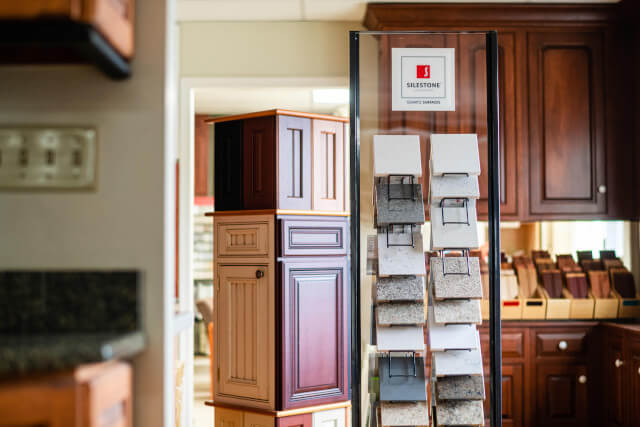 samples of cabinets in the showroom