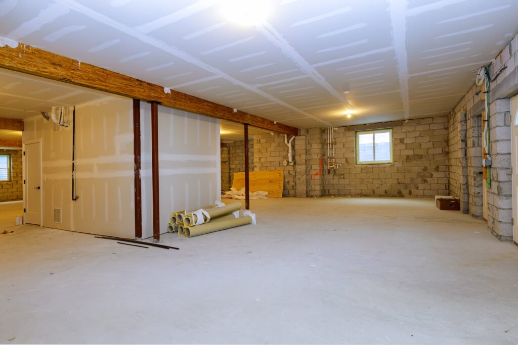 A basement in the process of being finished.