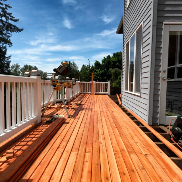 An image of a decking being built.