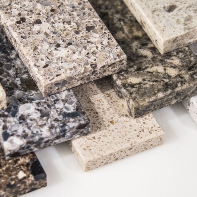 An image of granite countertop samples.