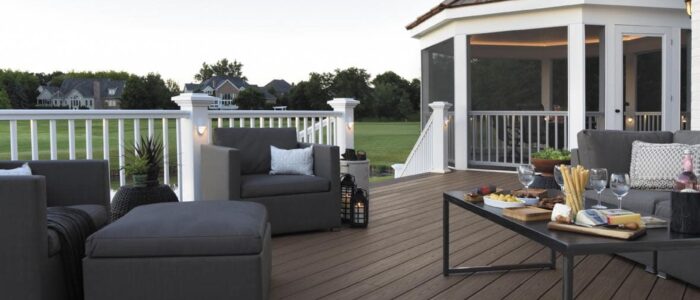 An image of a deck with outdoor furniture on it