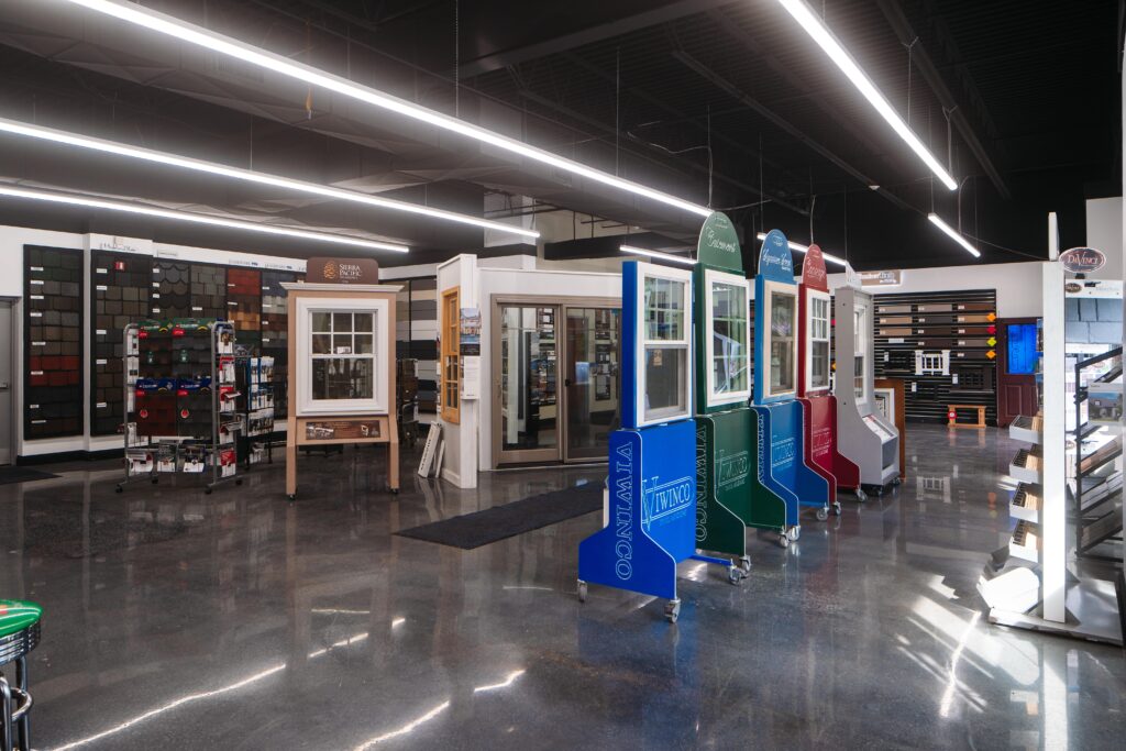 The interior of a J&L showroom showcasing windows